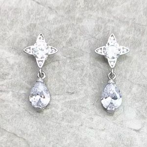 NWOT Sterling silver white zirconia star and drop earrings